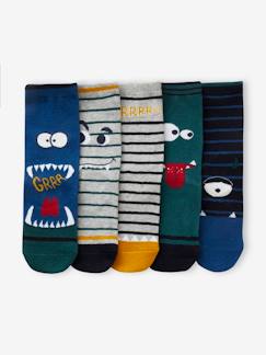 Set van 5 paar halfhoge sokken"monsters" jongens  - vertbaudet enfant