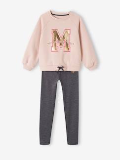 -Sportset voor meisjes met molton sweater + legging van technisch materiaal