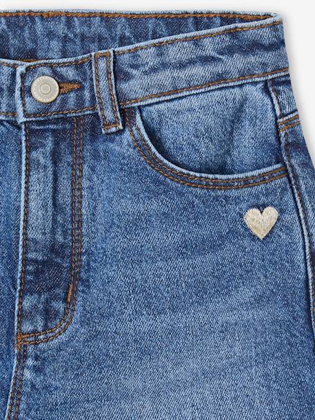 Wijde meisjesjeans met rafels aan de onderkant denimgrijs+gebleekt denim+hemelsblauw+jeansblauw+stone - vertbaudet enfant 