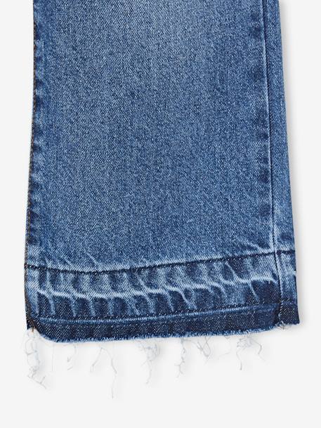 Wijde meisjesjeans met rafels aan de onderkant denimgrijs+gebleekt denim+hemelsblauw+jeansblauw+stone - vertbaudet enfant 