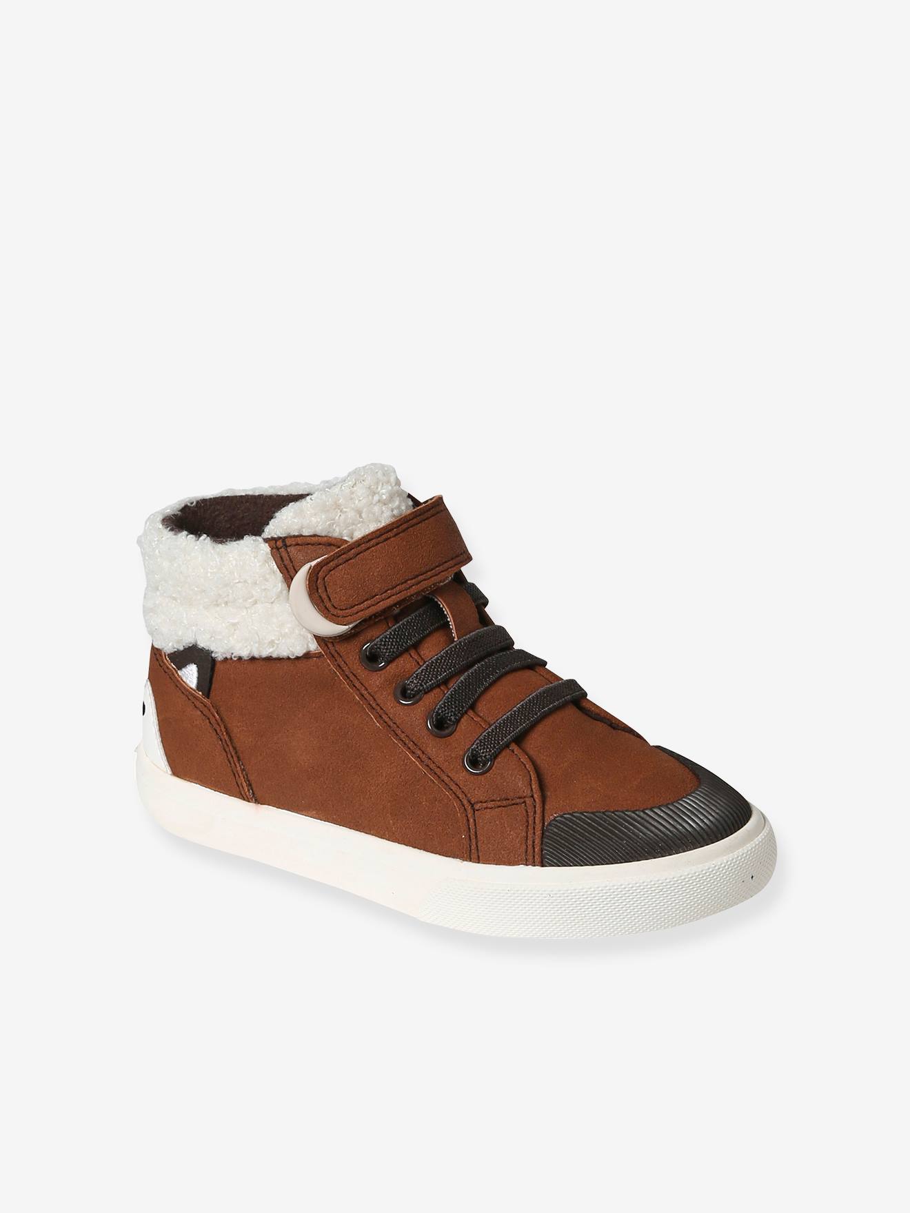 Hoge sneakers van leer, kleutercollectie bruin