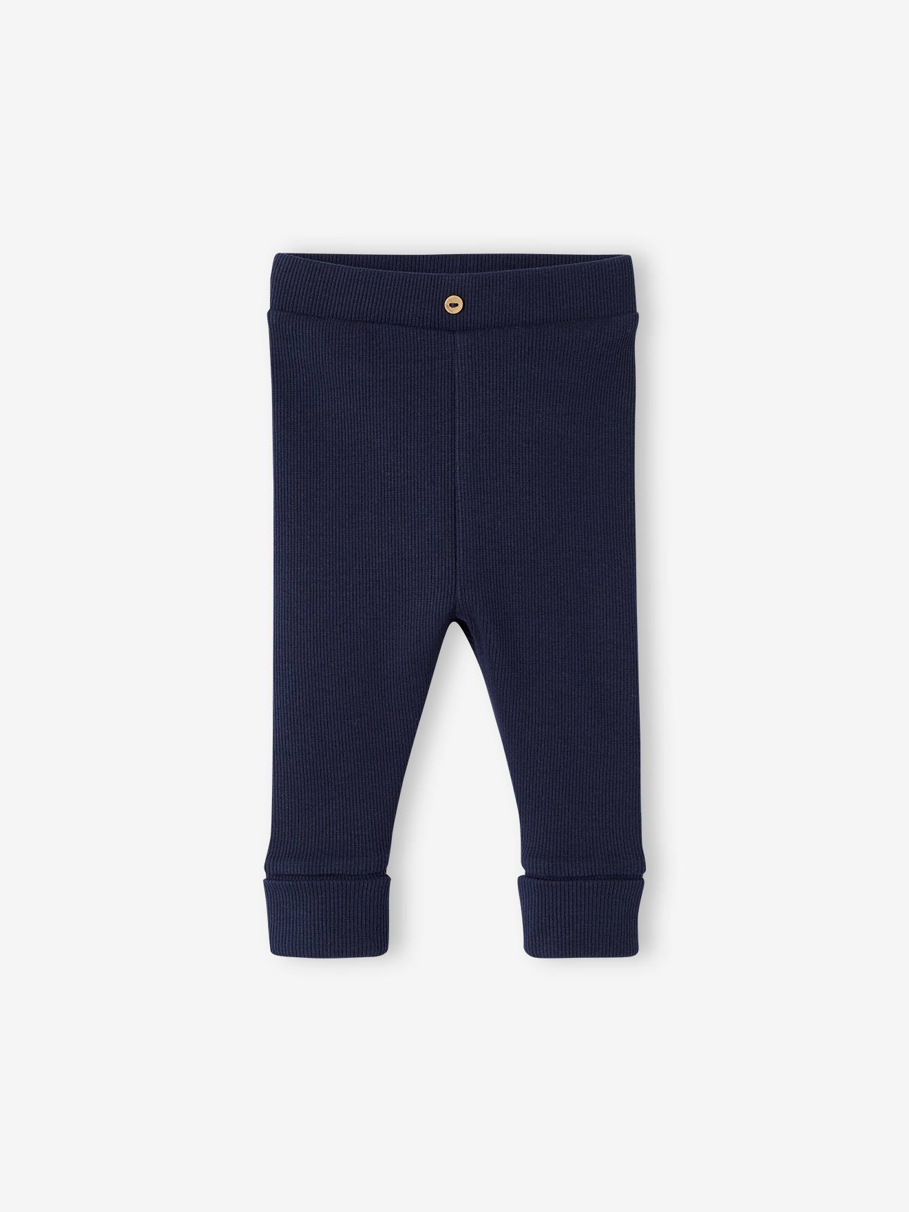 Set van 2 lange leggings voor baby's BASICS marineblauw
