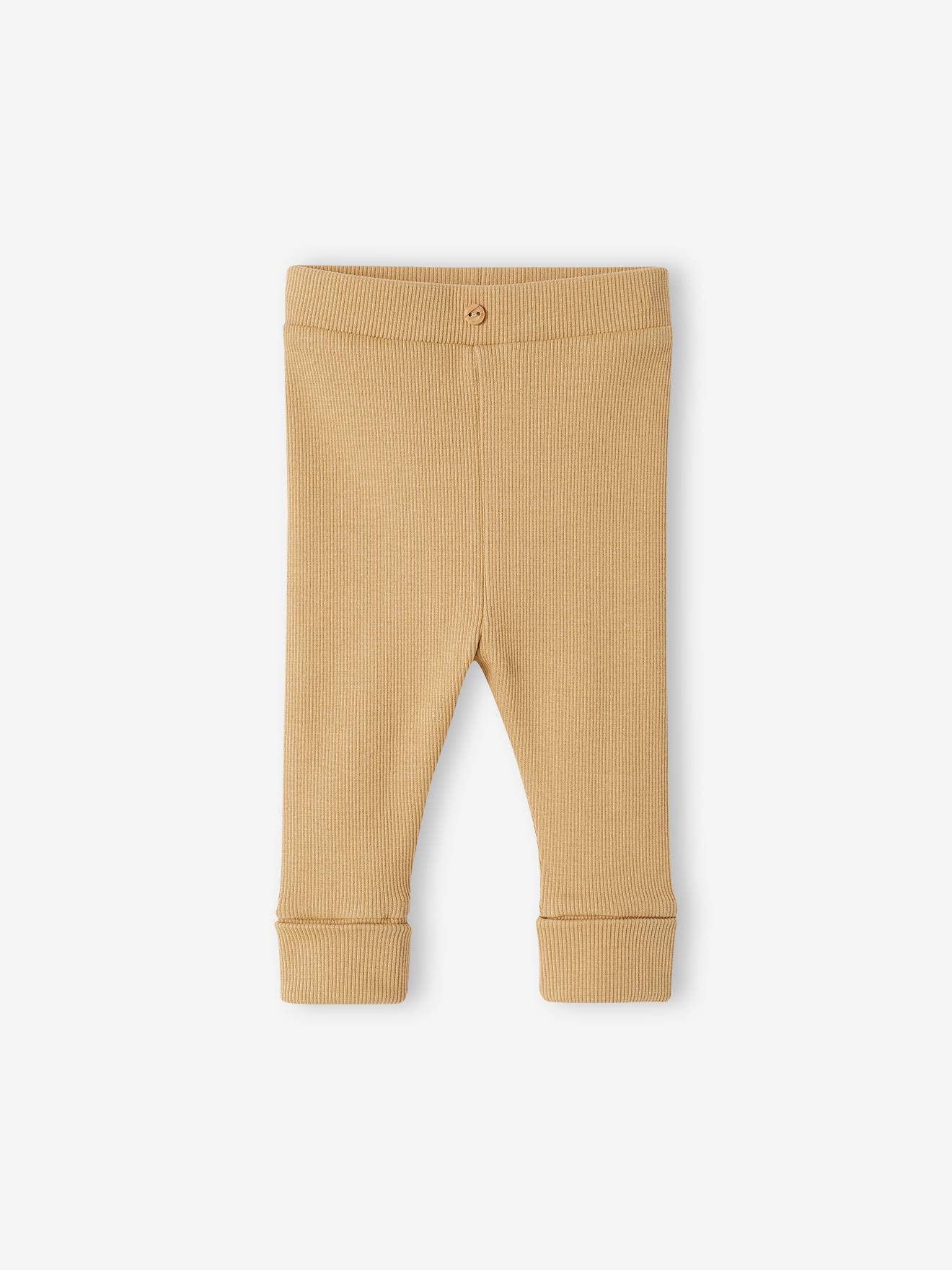 Set van 2 lange leggings voor baby's BASICS goudgeel