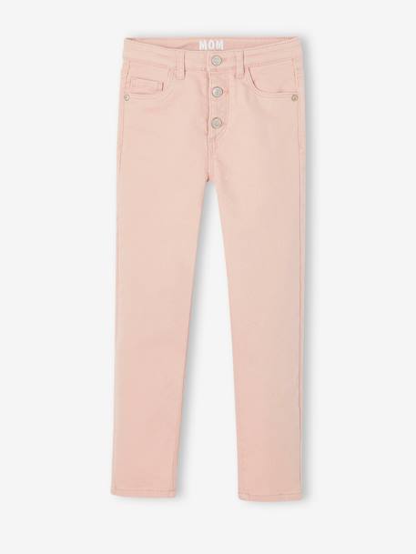 Broek Mom fit MorphologiK Fin meisjes dennen+ecru+inktblauw+perzik+roze (poederkleur) - vertbaudet enfant 