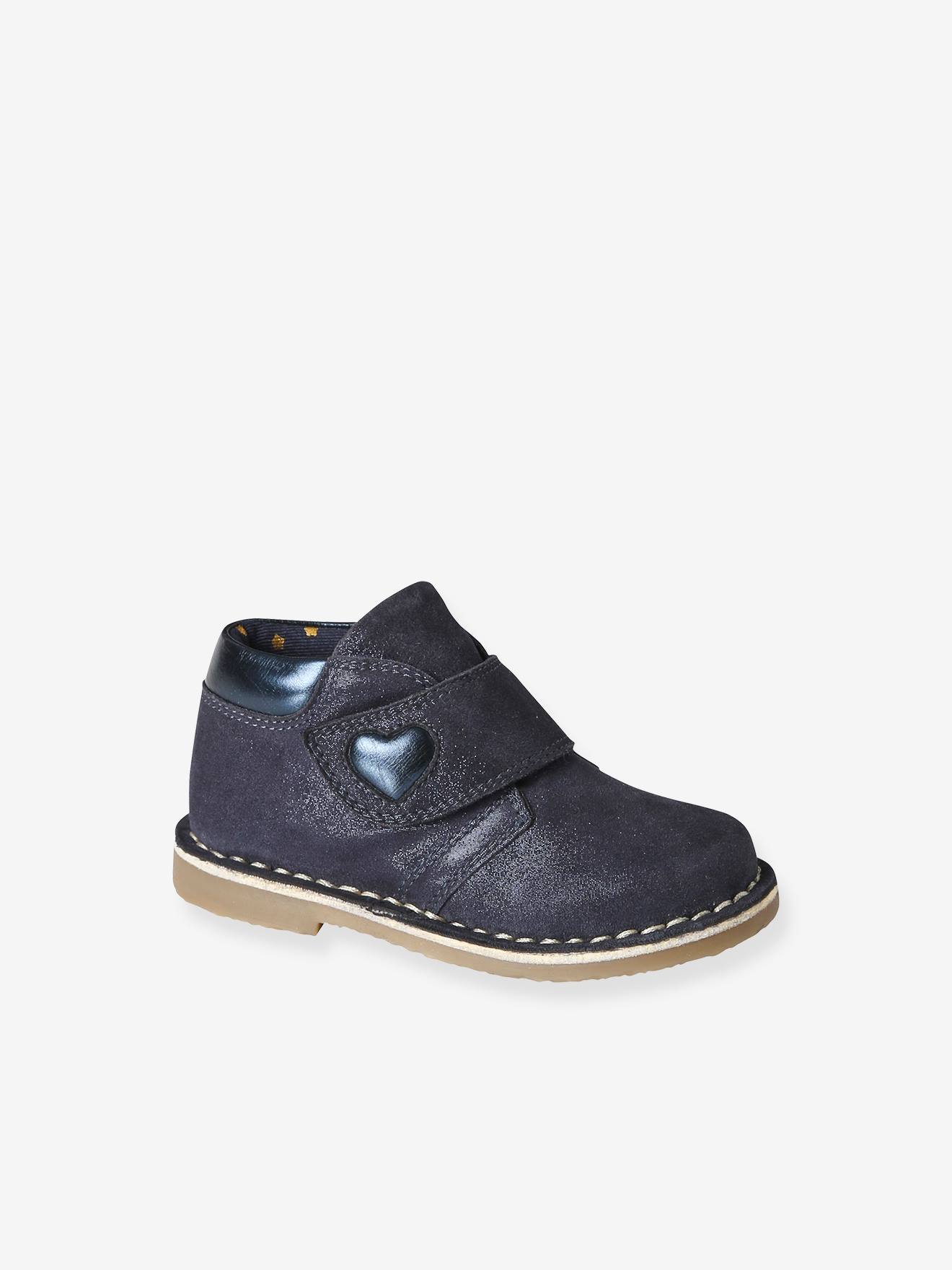 Iriserend leren babylaarsjes marineblauw