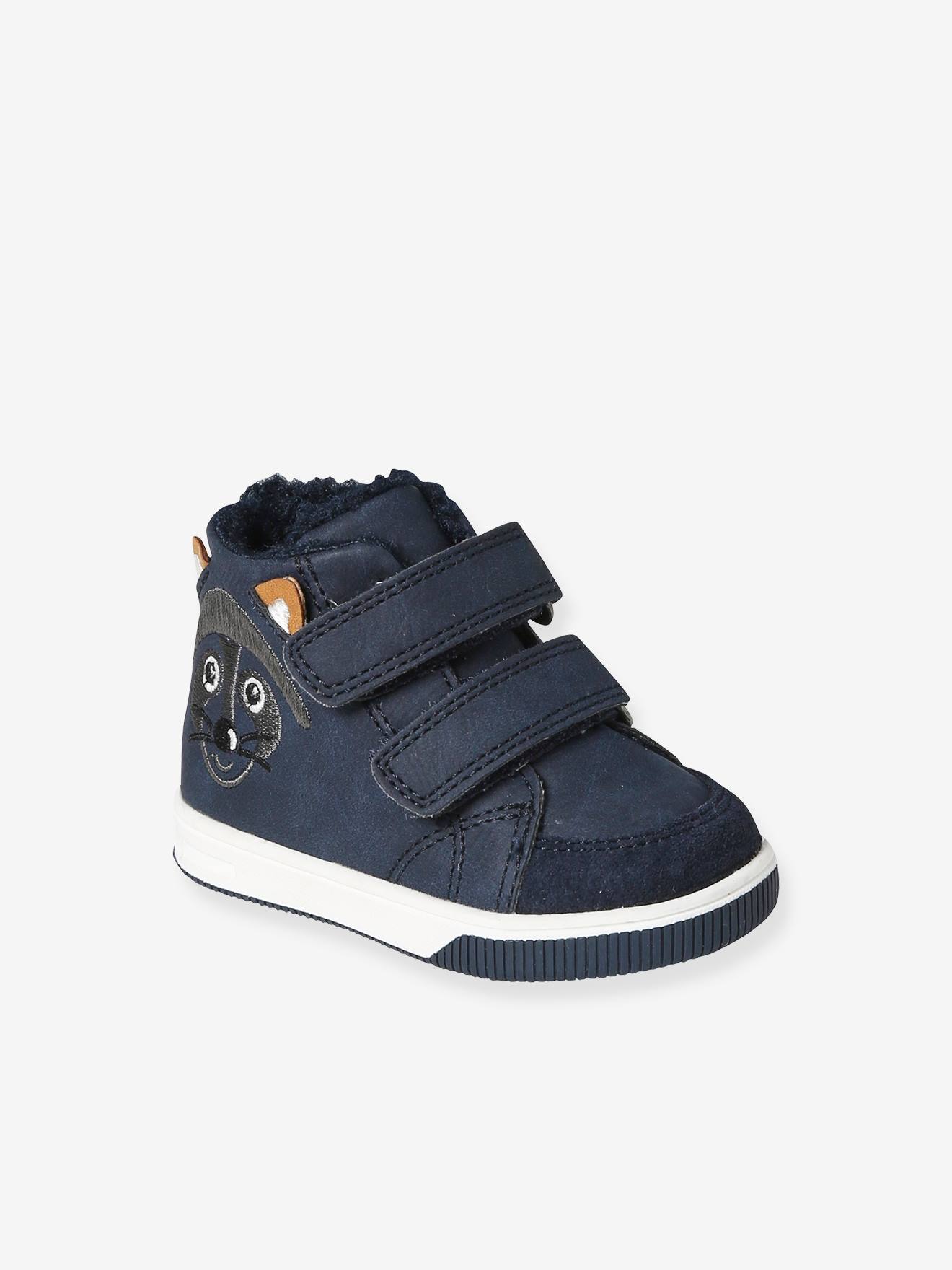 Halfhoge sneakers met klittenband voor baby blauw