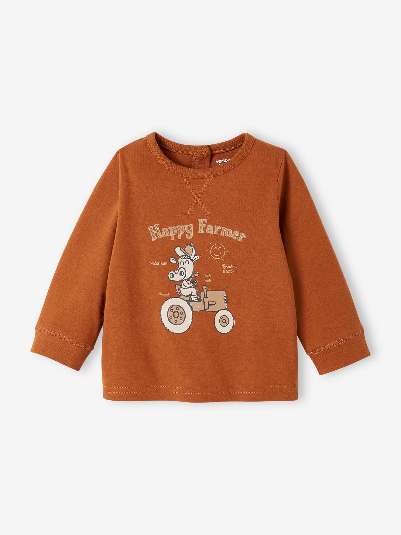 Farmer T-shirt baby met lange mouwen roest