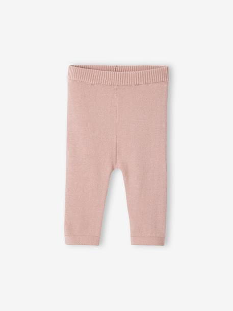 Gebreid babyvestje + legging + mutsje leigrijs+zachtpaars - vertbaudet enfant 