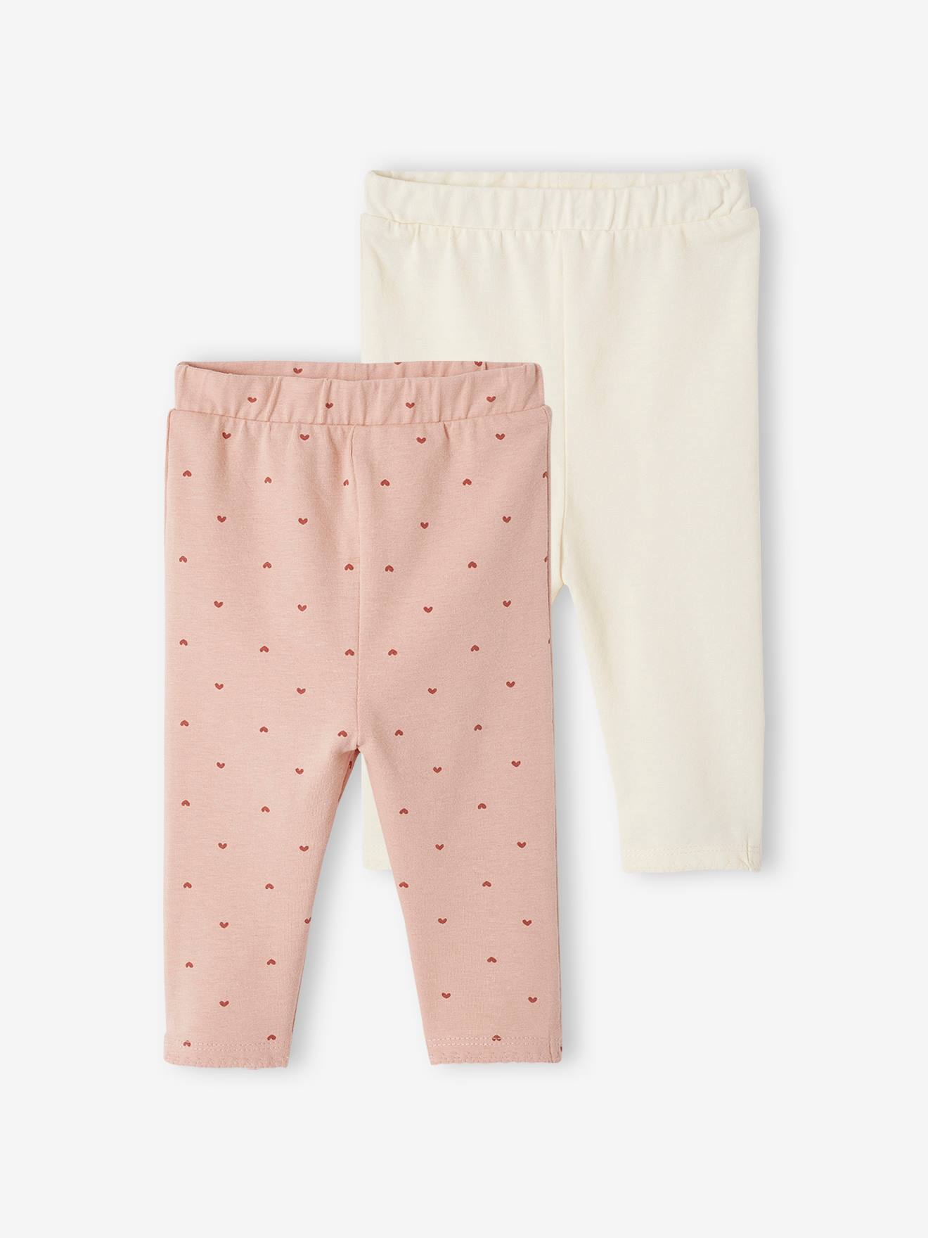 Set van 2 babyleggings roze (poederkleur)