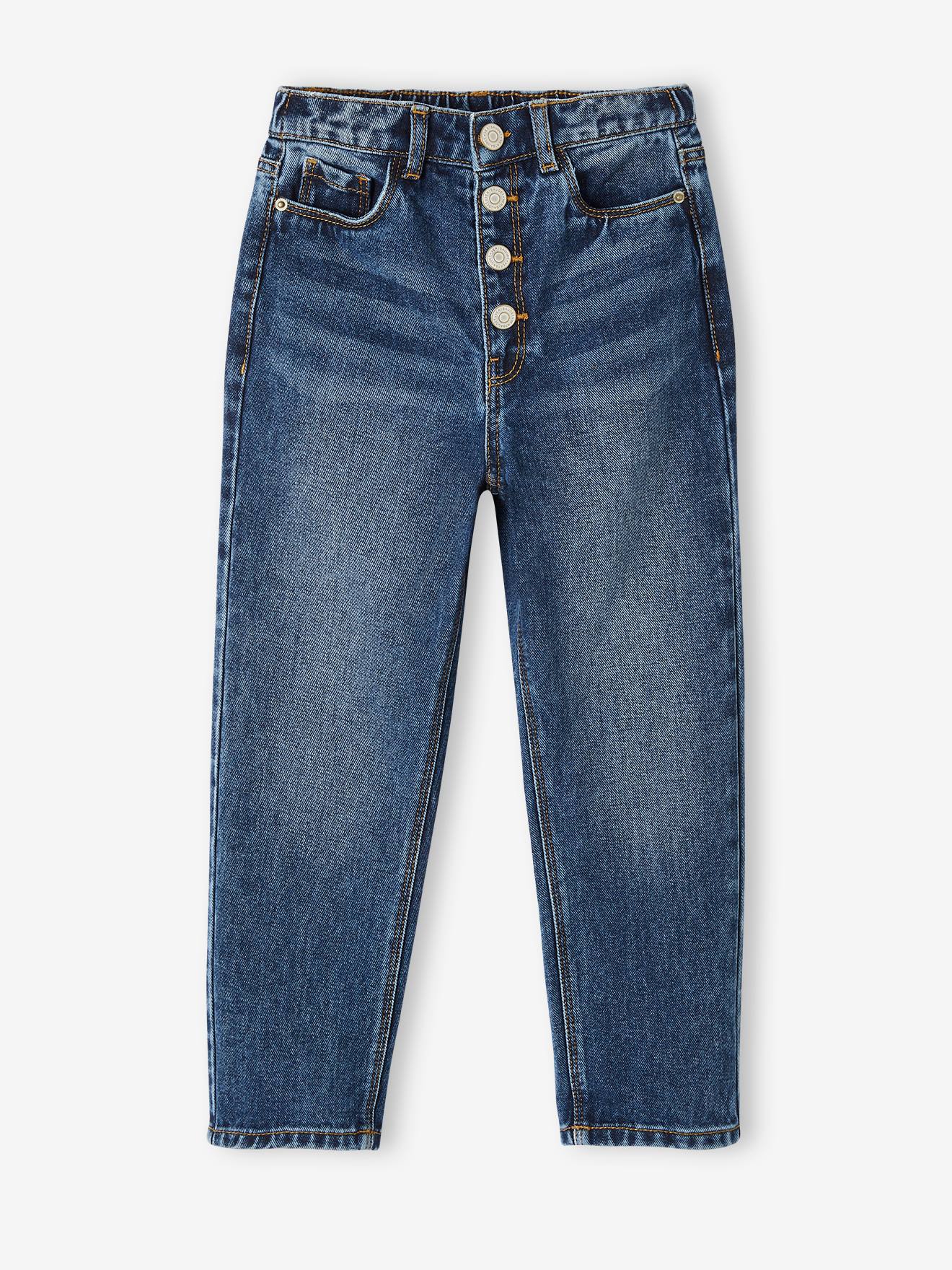 Jeans Mom fit MorphologiK meisjes heupomtrek MEDIUM jeansblauw