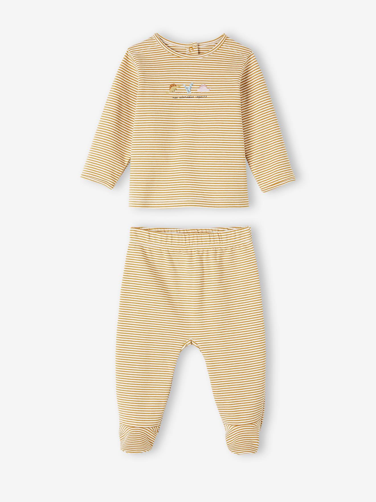 Set van 2 babypyjama's met dinosaurusthema van interlock terracotta