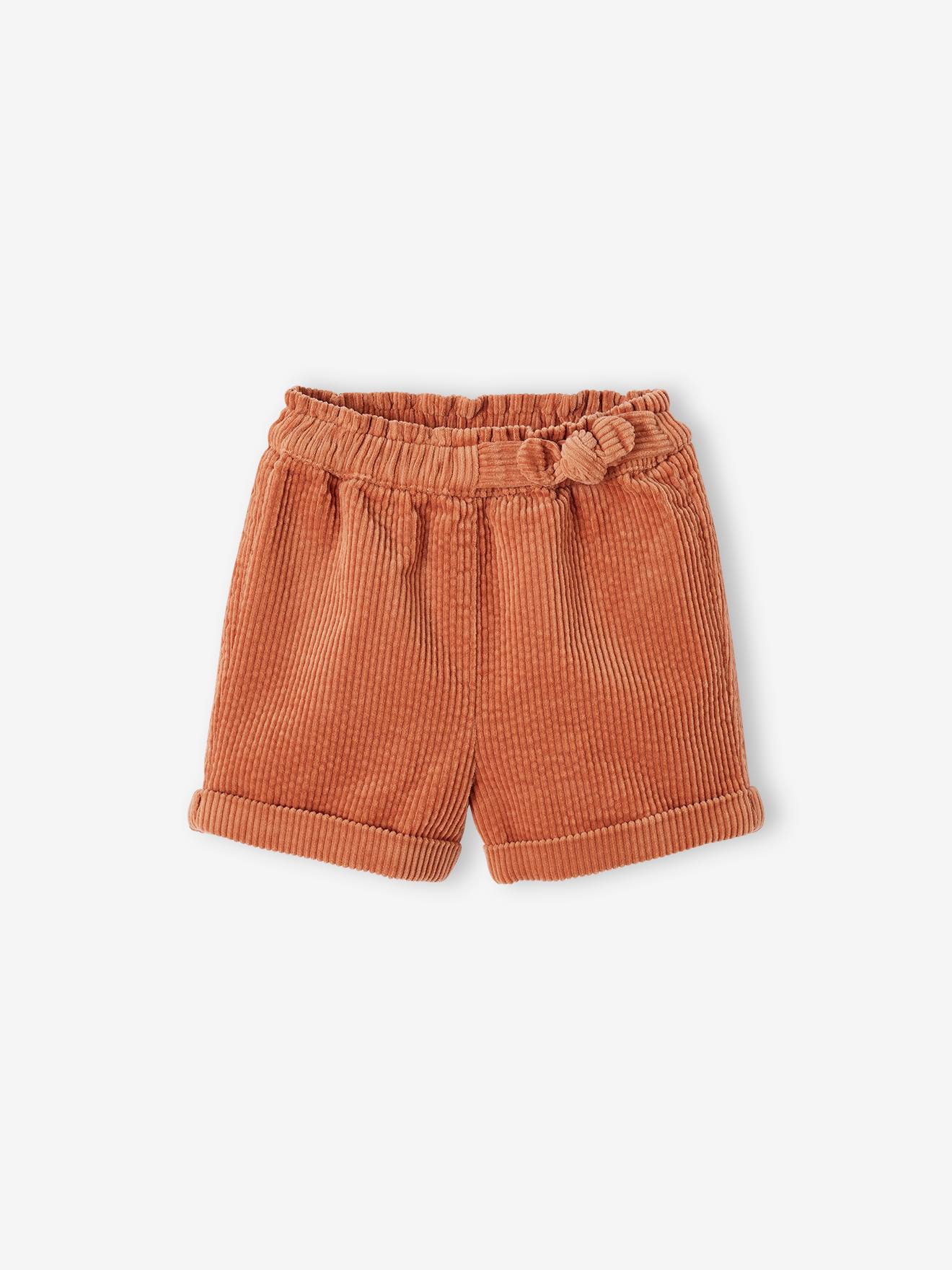 Babyshort van ribfluweel roest