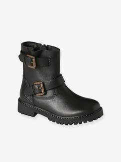 Schoenen-Meisje shoenen 23-38-Boots, laarsjes-Leren meisjeslaarzen met riempjes en rits