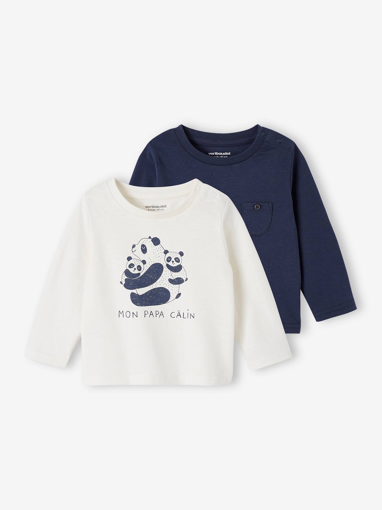 Set van 2 T-shirts Basics baby lange mouwen ecru