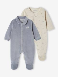 Baby-Set van 2 fluwelen babyslaappakjes met opening voor