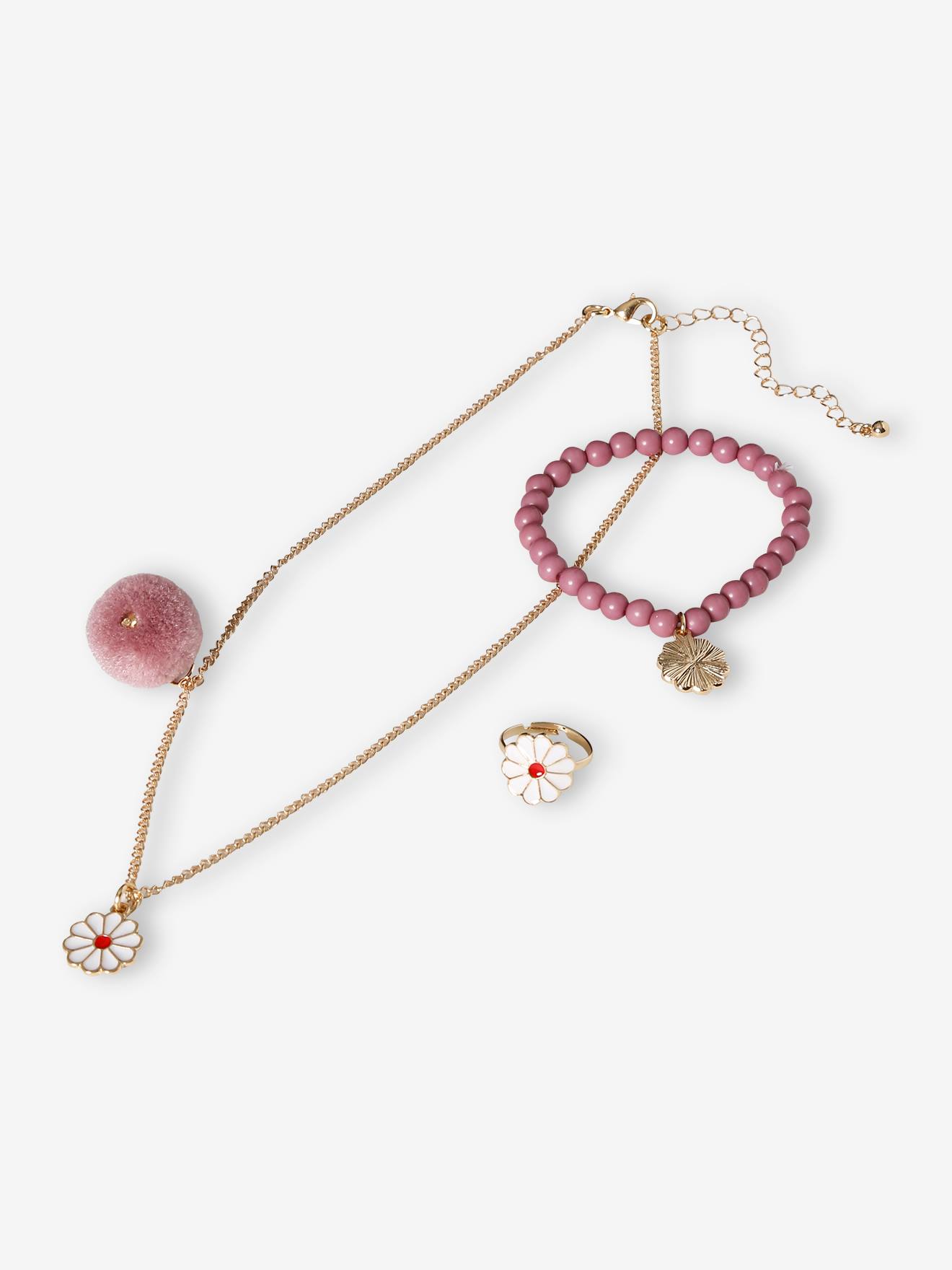 Ketting + armband + ringenset margriet zachtpaars