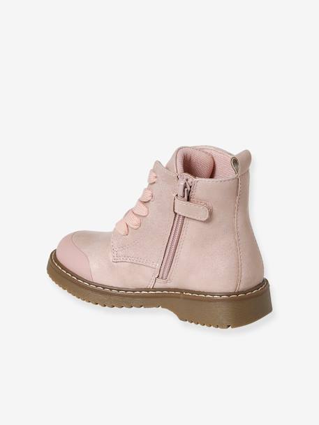 Boots met veters en rits kleutercollectie meisjes rozen - vertbaudet enfant 