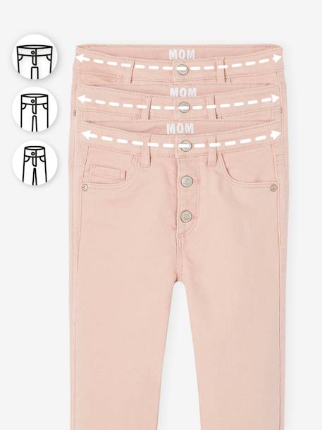Broek Mom fit MorphologiK Fin meisjes dennen+ecru+inktblauw+perzik+roze (poederkleur) - vertbaudet enfant 