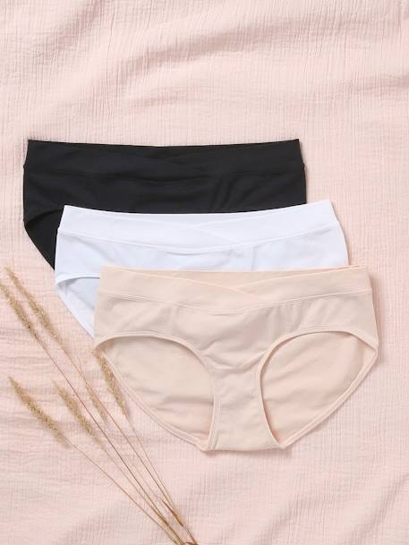Set met 3 naadloze zwangerschapsshorties van microvezel grijsblauw+lichtroze+Setje van 3, zwart/grijs/wit - vertbaudet enfant 
