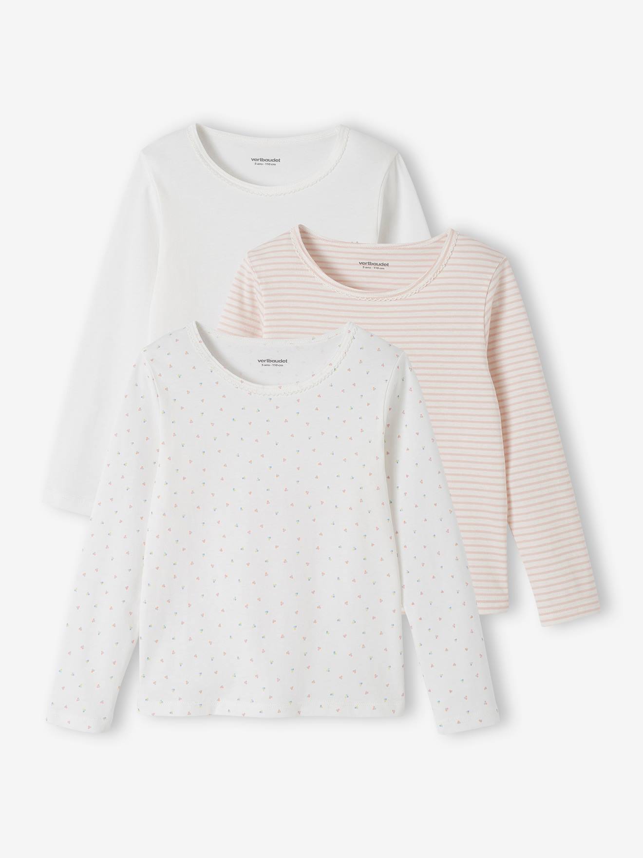 Set van 3 shirts voor meisjes met lange mouwen BASICS nude