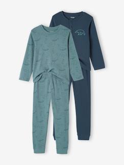 -Set van 2 "beren"-pyjama's in ribtricot