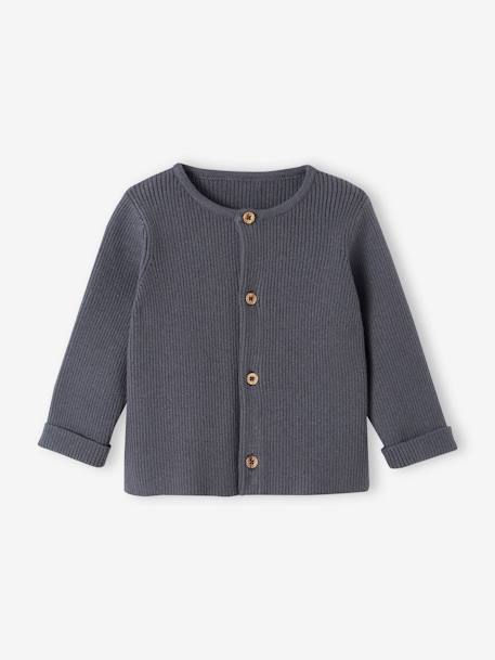 Set met shirt en broek voor baby's van tricot gechineerd lichtgrijs+leigrijs+saliegroen+wit - vertbaudet enfant 