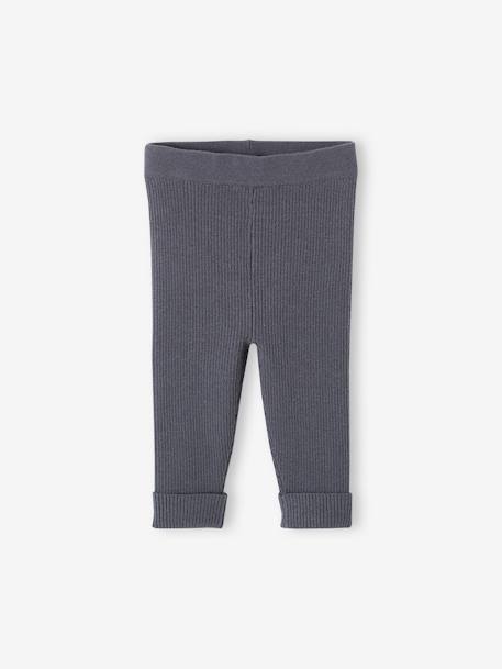Set met shirt en broek voor baby's van tricot gechineerd lichtgrijs+leigrijs+saliegroen+wit - vertbaudet enfant 