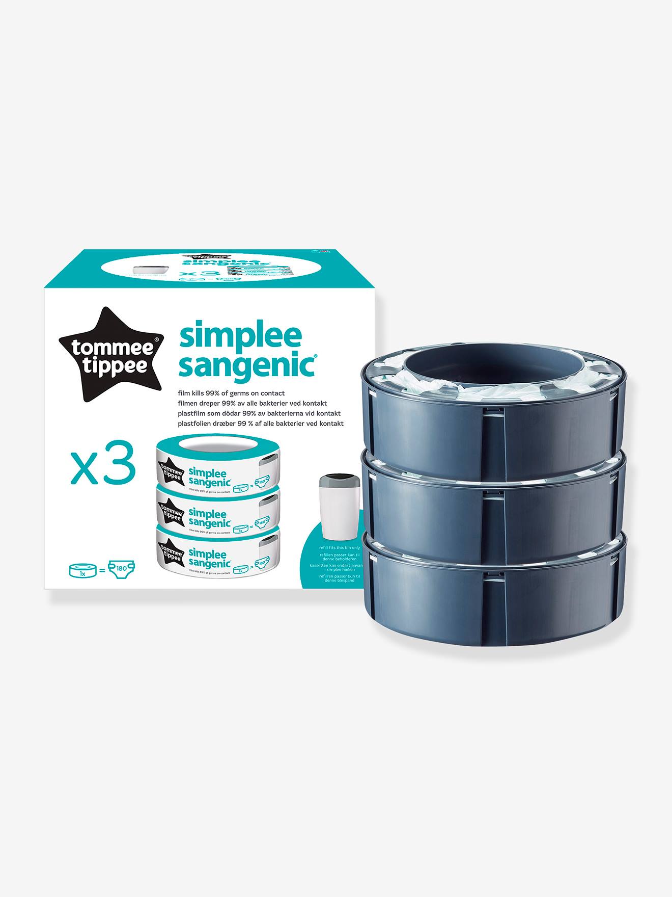 Set van 3 navullingen voor luieremmer Simplee Tommee tippee SANGENIC wit afbeelding
