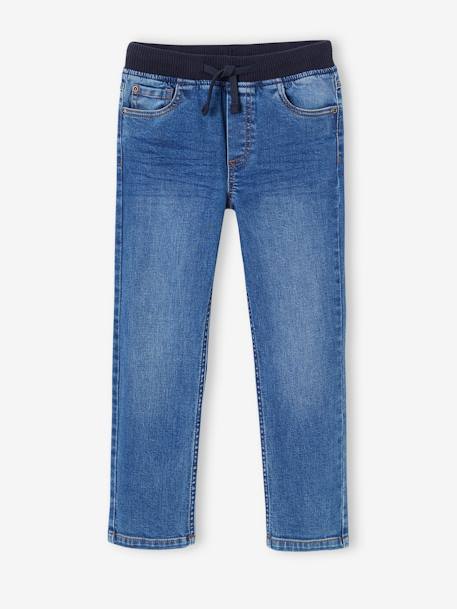 Onverwoestbare rechte relaxjeans jongens, eenvoudig aan te trekken denimgrijs+ongewassen denim+stone - vertbaudet enfant 