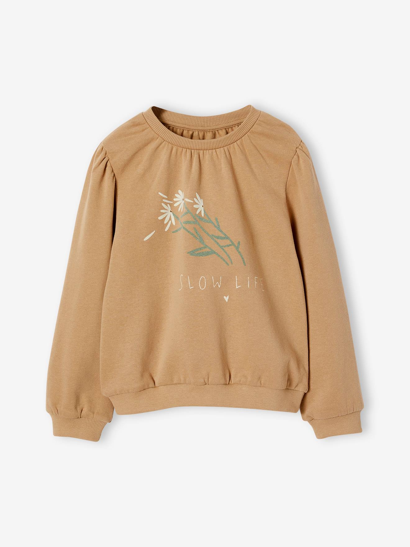Romantisch sweatshirt met bloemmotief en flatlockdetails