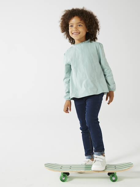 Treggingjeans Basics meisjes denimgrijs+double stone+jeansblauw+stone - vertbaudet enfant 