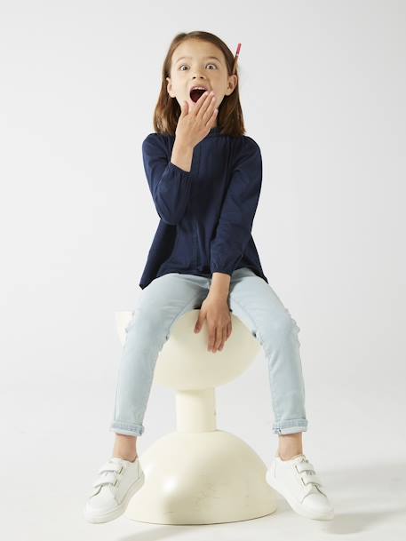 Treggingjeans Basics meisjes denimgrijs+double stone+jeansblauw+stone - vertbaudet enfant 