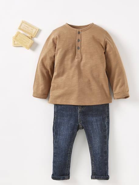 Babyjeans rechte pasvorm BASICS denimgrijs+gebleekt denim+ongewassen denim - vertbaudet enfant 