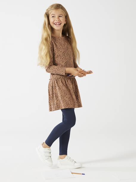 Meisjes legging met iriserende riem donkerroze+gemêleerd grijs+MARINE GRIJS+mauve+ZWART - vertbaudet enfant 