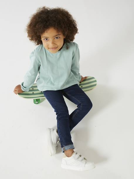 Treggingjeans Basics meisjes denimgrijs+double stone+jeansblauw+stone - vertbaudet enfant 