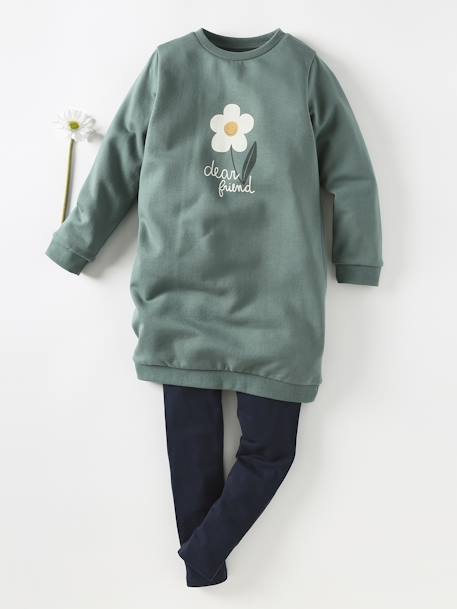 Basics fleece meisjesjurk gemêleerd grijs+lichtroze+marineblauw+smaragdgroen - vertbaudet enfant 