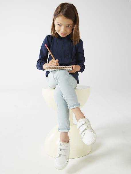 Treggingjeans Basics meisjes denimgrijs+double stone+jeansblauw+stone - vertbaudet enfant 