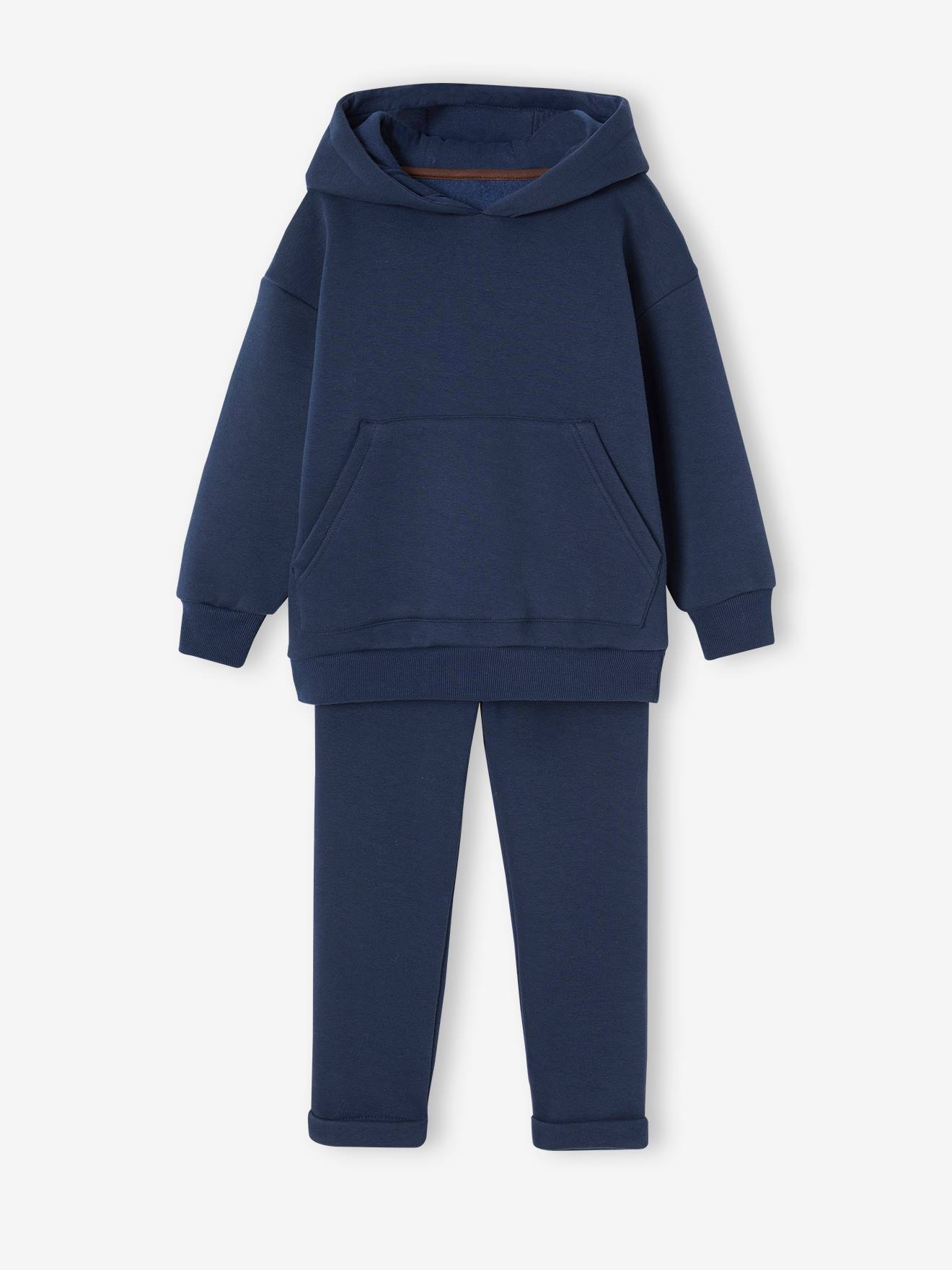 Sportieve set sweater met capuchon + joggingbroek voor jongens nachtblauw