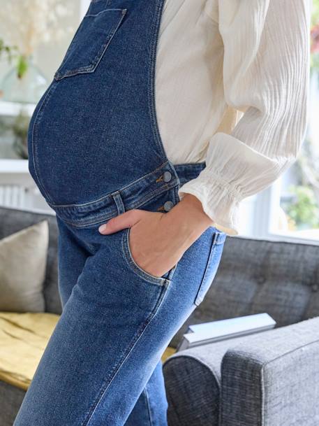 Salopette in jeans voor zwangerschap en borstvoeding double stone+ongewassen denim - vertbaudet enfant 