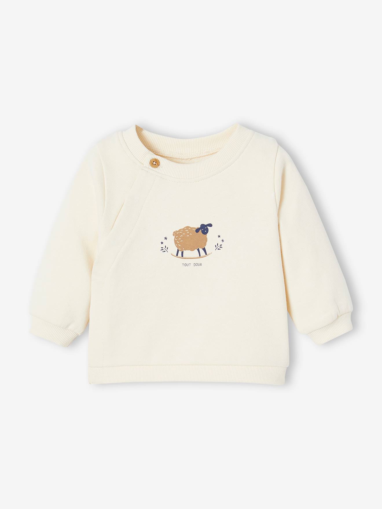 Babysweater met schapenprint ecru