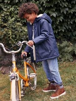 Jongens-Mantel, jas-Regenjas met capuchon voor jongens en sherpa voering