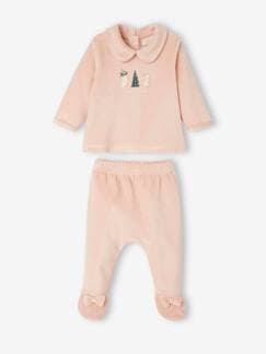 -Fluwelen babypyjama in 2 delen voor Kerstmis