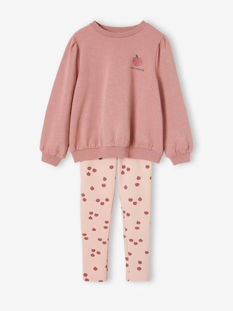 Set voor meisjes bedrukte sweater + legging marineblauw+rozenhout - vertbaudet enfant 