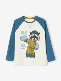 Jongens-Sport collectie-Jongens-T-shirt met wasbeerprint, raglanmouwen