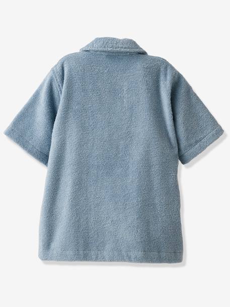 Gepersonaliseerde badjas voor baby's met gerecycled katoenen blouse beige+chambrayblauw+terracotta - vertbaudet enfant 