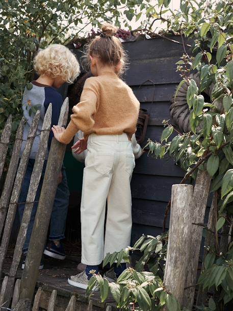 Wijde meisjesbroek ecru+groen+karamel+oudroze+rozenhout+snoepjesroze - vertbaudet enfant 