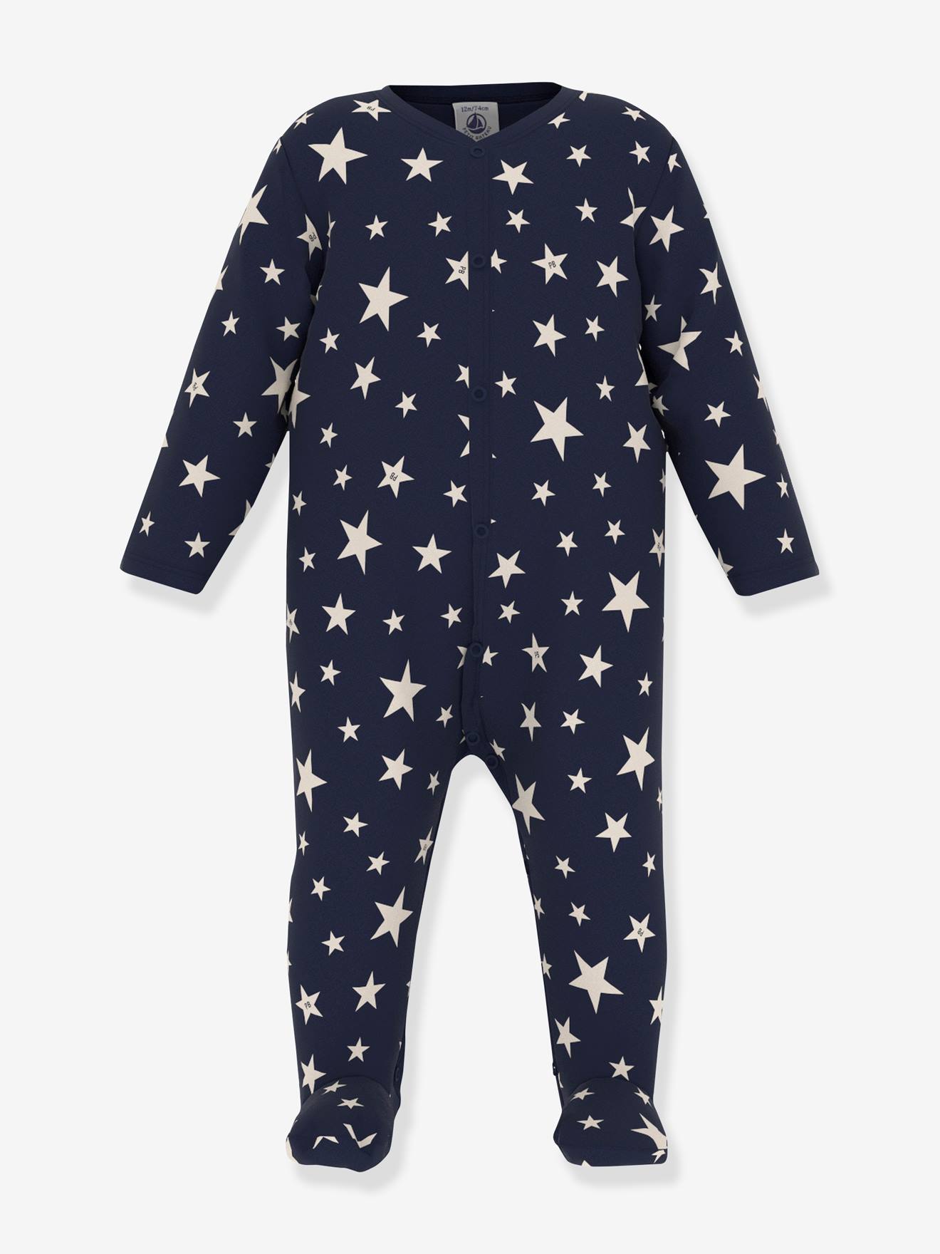 Petit Bateau Babypyjama van molton met lichtgevende sterren Jongens Boxpak - Blauw - Maat 68