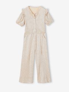 -Feestelijke jumpsuit met pofmouwen en volants voor meisjes