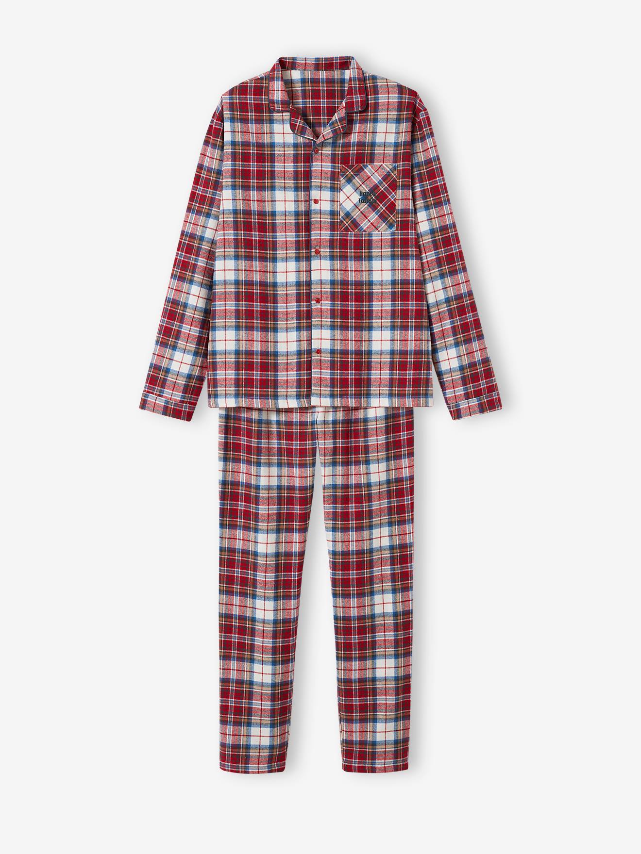 Flanellen pyjama voor volwassenen "Happy Family" capsulecollectie rood, geruit