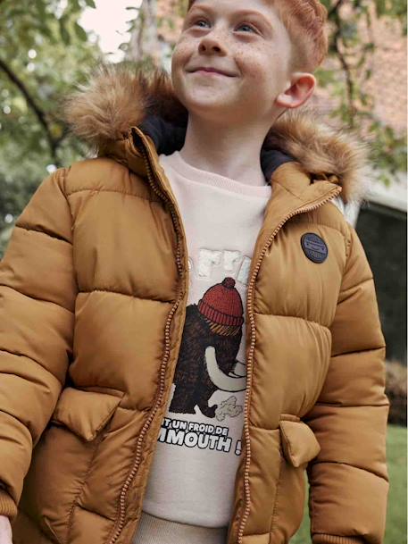 Jongensjack met fleecevoering en handschoenen of wanten BLAUW+GOUDKLEURIG - vertbaudet enfant 